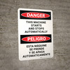 Danger: This This Machine Starts and Stops Automatically Bilingual Spanish Portrait - Wall Sign Danger: This This Machine Starts and Stops Automatically Bilingual Spanish Portrait - Wall Sign