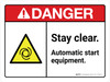 Danger: ANSI Stay Clear Automatic Start Equipment Landscape - Wall Sign Danger: ANSI Stay Clear Automatic Start Equipment Landscape - Wall Sign