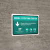Covid-19 Testing Center Green Down Arrow Landscape - Wall Sign