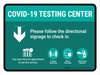 Covid-19 Testing Center Green Down Arrow Landscape - Wall Sign