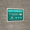 Covid-19 Testing Center Green Right Arrow Landscape - Wall Sign Covid-19 Testing Center Green Right Arrow Landscape - Wall Sign