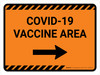 Covid-19 Vaccine Area Orange Right Arrow Landscape - Wall Sign Covid-19 Vaccine Area Orange Right Arrow Landscape - Wall Sign