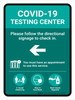 Covid-19 Testing Center Green Left Arrow Portrait - Wall Sign Covid-19 Testing Center Green Left Arrow Portrait - Wall Sign