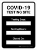 Covid-19 Testing Site Hours Of Operation Portrait - Wall Sign