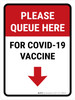 Covid-19 Vaccine Please Queue Portrait - Wall Sign