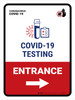 Covid-19 Testing Entrance With Icon Right Arrow Portrait - Wall Sign
