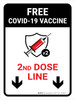 Free Covid-19 Vaccine 2nd Dose Down Arrow Portrait - Wall Sign Free Covid-19 Vaccine 2nd Dose Down Arrow Portrait - Wall Sign