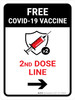 Free Covid-19 Vaccine 2nd Dose Right Arrow Portrait - Wall Sign