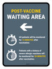Post Vaccine Waiting Area Left Arrow Portrait - Wall Sign