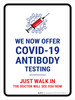 We Now Offer Covid-19 Antibody Testing Portrait - Wall Sign We Now Offer Covid-19 Antibody Testing Portrait - Wall Sign