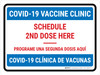 Covid-19 Vaccine Clinic Schedule 2nd Dose Here Bilingual Spanish Landscape - Wall Sign