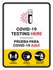 Covid-19 Testing Here Bilingual Spanish Portrait - Wall Sign Covid-19 Testing Here Bilingual Spanish Portrait - Wall Sign