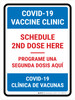 Covid-19 Vaccine Clinic Schedule 2nd Dose Here Bilingual Spanish Portrait - Wall Sign Covid-19 Vaccine Clinic Schedule 2nd Dose Here Bilingual Spanish Portrait - Wall Sign