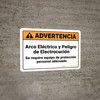 Warning: Arc Flash Shock Hazard PPE Required Spanish ANSI - Wall Sign Warning: Arc Flash Shock Hazard PPE Required Spanish ANSI - Wall Sign