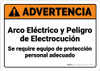Warning: Arc Flash Shock Hazard PPE Required Spanish ANSI - Wall Sign Warning: Arc Flash Shock Hazard PPE Required Spanish ANSI - Wall Sign
