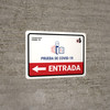 Covid-19 Testing Entrance With Icon Left Arrow Spanish Landscape - Wall Sign Covid-19 Testing Entrance With Icon Left Arrow Spanish Landscape - Wall Sign