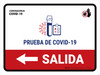 Covid-19 Testing Exit With Icon Left Arrow Spanish Landscape - Wall Sign