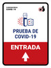 Covid-19 Testing Entrance With Icon Up Arrow Spanish Portrait - Wall Sign