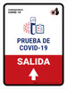 Covid-19 Testing Exit With Icon Up Arrow Spanish Portrait - Wall Sign Covid-19 Testing Exit With Icon Up Arrow Spanish Portrait - Wall Sign