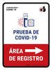 Covid-19 Testing Registration Area With Icon Right Arrow Spanish Portrait - Wall Sign