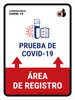 Covid-19 Testing Registration Area With Icon Up Arrow Spanish Portrait - Wall Sign