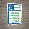 Accessible Parking For VEH's Portrait - Wall Sign Accessible Parking For VEH's Portrait - Wall Sign