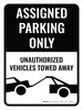 Assigned Parking Only Tow Away Portrait - Wall Sign Assigned Parking Only Tow Away Portrait - Wall Sign