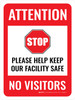 Attention Stop No Visitors Portrait - Wall Sign Attention Stop No Visitors Portrait - Wall Sign