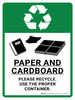 Paper & Cardboard Recycle Portrait - Wall Sign Paper & Cardboard Recycle Portrait - Wall Sign