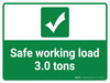 Safe Working Load 3.0 tons Landscape - Wall Sign Safe Working Load 3.0 tons Landscape - Wall Sign