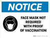 Notice: Face Mask Not Required With Proof Of Vaccination Landscape - Wall Sign