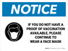 Notice: If You Do Not Have A Proof Of Vaccination Available, Please Continue To Wear A Face Mask Landscape - Wall Sign