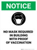 Notice Green - No Mask Required In Building With Proof Sign Portrait - Wall Sign