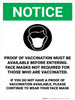 Notice Green - Non Proof Of Vaccination Must Be Available Before Entering Portrait - Wall Sign