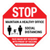 White Stop - Social Distancing Maintain A Healthy Office Face Mask Not Required with Icon - Floor Sign White Stop - Social Distancing Maintain A Healthy Office Face Mask Not Required with Icon - Floor Sign