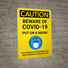 Caution: Beware Of Covid-19 Put On A Mask - Face Mask Not Required Only With Proof Of Vaccination Portrait - Wall Sign