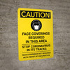 Caution: Face Coverings Required In This Area Stop Coronavirus - Not Required With Proof Of Vaccination Portrait - Wall Sign
