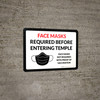Face Masks Required Before Entering Temple - Face Masks Not Required With Proof Of Vaccination with Icon Landscape - Wall Sign