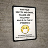 For Your Safety And Ours - Masks Are Required While On These Premises - Masks Not Required With Proof Of Vaccination Emoticon Portrait - Wall Sign