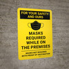 For Your Safety And Ours - Masks Required While On The Premises - Masks Not Required With Proof Of Vaccination Yellow Portrait - Wall Sign For Your Safety And Ours - Masks Required While On The Premises - Masks Not Required With Proof Of Vaccination Yellow Portrait - Wall Sign