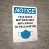 Notice: Face Mask Not Required With Proof Of Vaccination with Icon Portrait - Wall Sign Notice: Face Mask Not Required With Proof Of Vaccination with Icon Portrait - Wall Sign