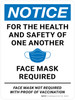Notice: For Health And Safety Face Mask Required - Mask Not Required With Vaccination with Icon Portrait - Wall Sign