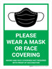 Please Wear A Mask Or Face Covering Masks and Face Coverings - Not Required With Proof Of Vaccination Portrait - Wall Sign