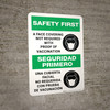 Safety First: Face Covering Not Required With Proof Of Vaccination Bilingual Portrait - Wall Sign Safety First: Face Covering Not Required With Proof Of Vaccination Bilingual Portrait - Wall Sign