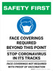 Safety First: Face Coverings Required Beyond This Point Stop Coronavirus In Its Tracks - Coverings Not Required With Proof Of Vaccination Portrait - Wall Sign