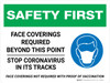 Safety First: Face Coverings Required Beyond This Point Stop Coronavirus In Its Tracks - Face Coverings Not Required With Proof Of Vaccination Landscape - Wall Sign