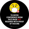 Face Mask Not Required with Proof of Vaccine To Enter Conference Room with Emoji Black Circular - Floor Sign Face Mask Not Required with Proof of Vaccine To Enter Conference Room with Emoji Black Circular - Floor Sign