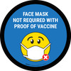Face Mask Not Required with Proof of Vaccine with Emoji Blue Circular - Floor Sign