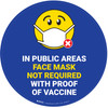 Face Mask Not Required with Proof of Vaccine In Public Areas with Emoji Dark Blue Circular - Floor Sign