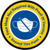 Face Mask Not Required with Proof of Vaccine Beyond This Point with Icon Circular - Floor Sign
